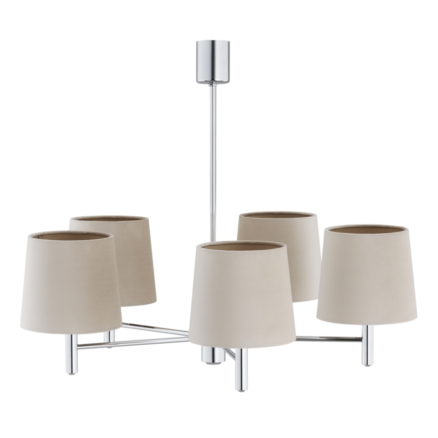 Brilagi - Pendelleuchte MONTE 5xE27/60W/230V beige/glänzender Chrom