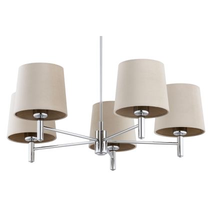 Brilagi - Pendelleuchte MONTE 5xE27/60W/230V beige/glänzender Chrom
