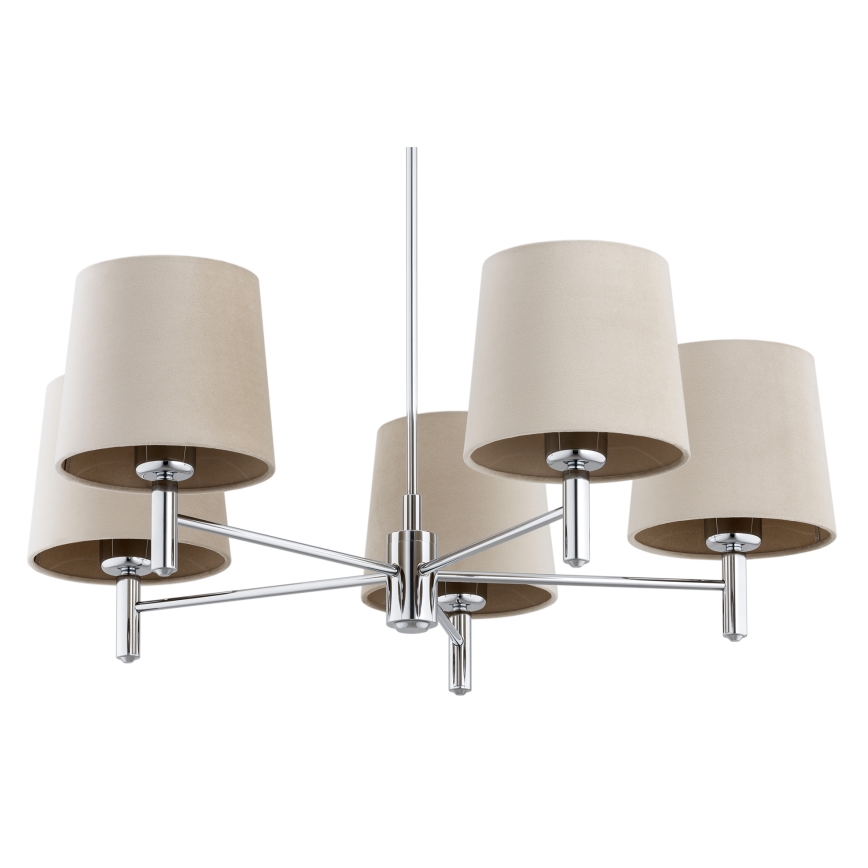 Brilagi - Pendelleuchte MONTE 5xE27/60W/230V beige/glänzender Chrom