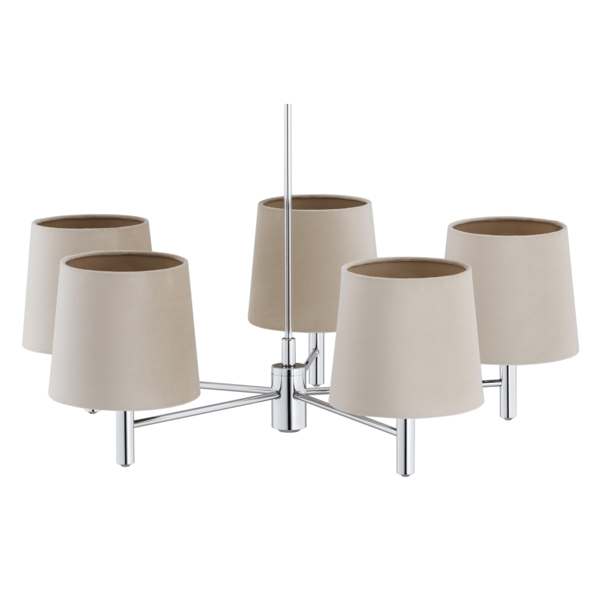 Brilagi - Pendelleuchte MONTE 5xE27/60W/230V beige/glänzender Chrom