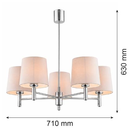 Brilagi - Pendelleuchte MONTE 5xE27/60W/230V beige/glänzender Chrom