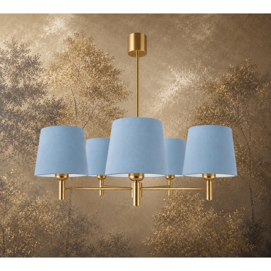 Brilagi - Pendelleuchte MONTE an Stange 5xE27/15W/230V blau/gold