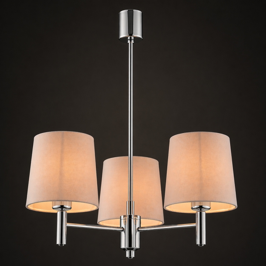 Brilagi - Pendelleuchte MONTE mit Stange 3xE27/15W/230V beige/Glanzchrom