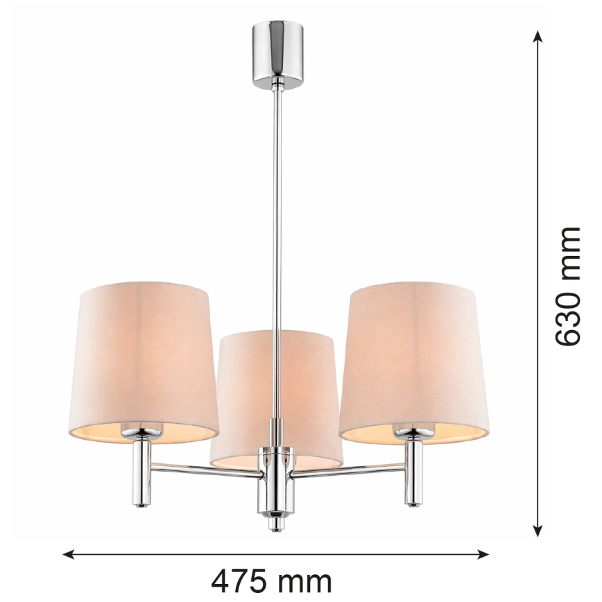 Brilagi - Pendelleuchte MONTE mit Stange 3xE27/15W/230V beige/Glanzchrom