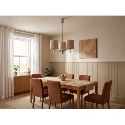 BRILAGI - Pendelleuchte MONTE mit Stange 3xE27/60W/230V beige/Glanzchrom