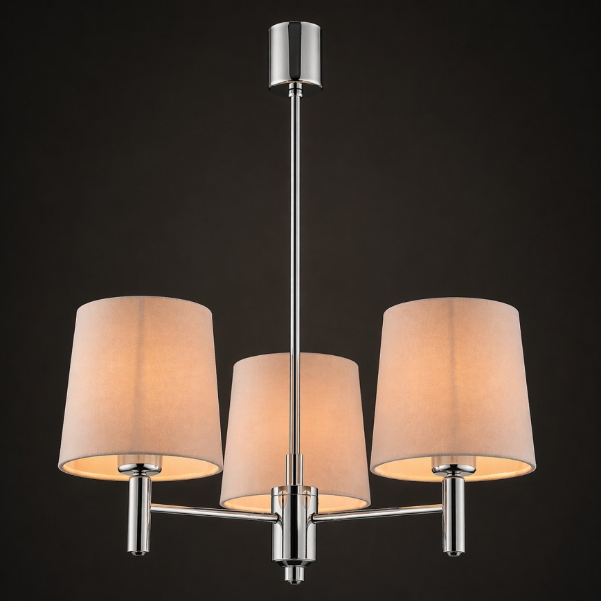 BRILAGI - Pendelleuchte MONTE mit Stange 3xE27/60W/230V beige/Glanzchrom