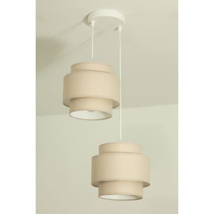 Brilagi - Pendelleuchte RESNA an Kabel, 2x E27/60W/230V, Ø 30 cm, beige
