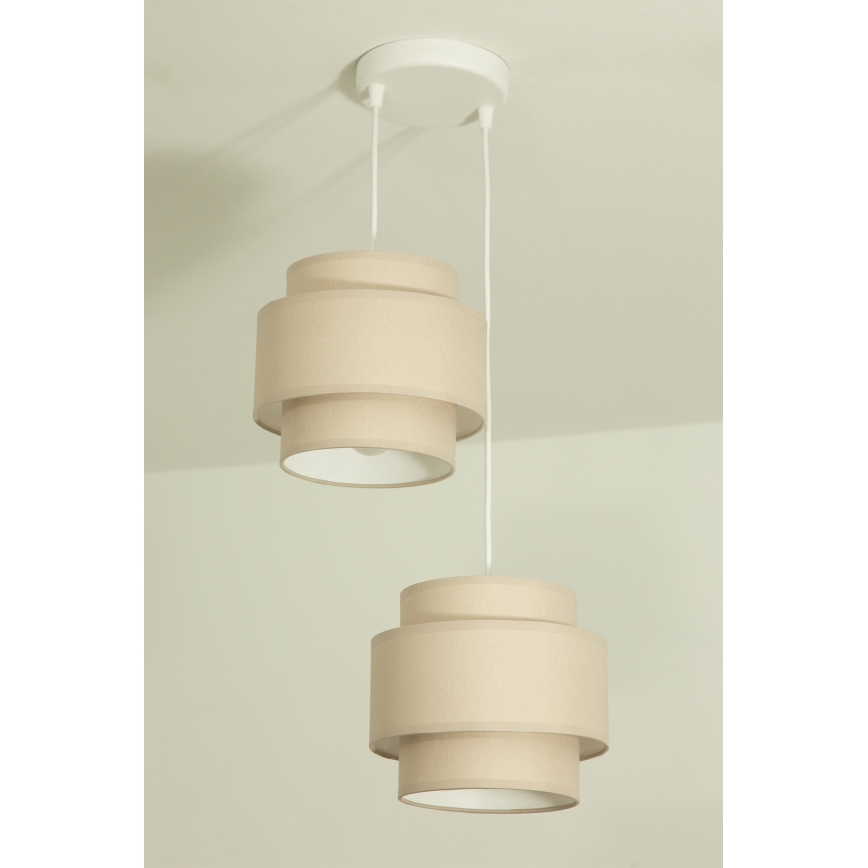 Brilagi - Pendelleuchte RESNA an Kabel, 2x E27/60W/230V, Ø 30 cm, beige