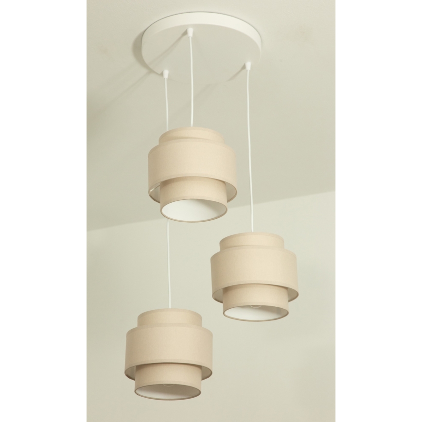 Brilagi - Pendelleuchte RESNA an Kabel 3xE27/60W/230V, Ø 45 cm, Beige