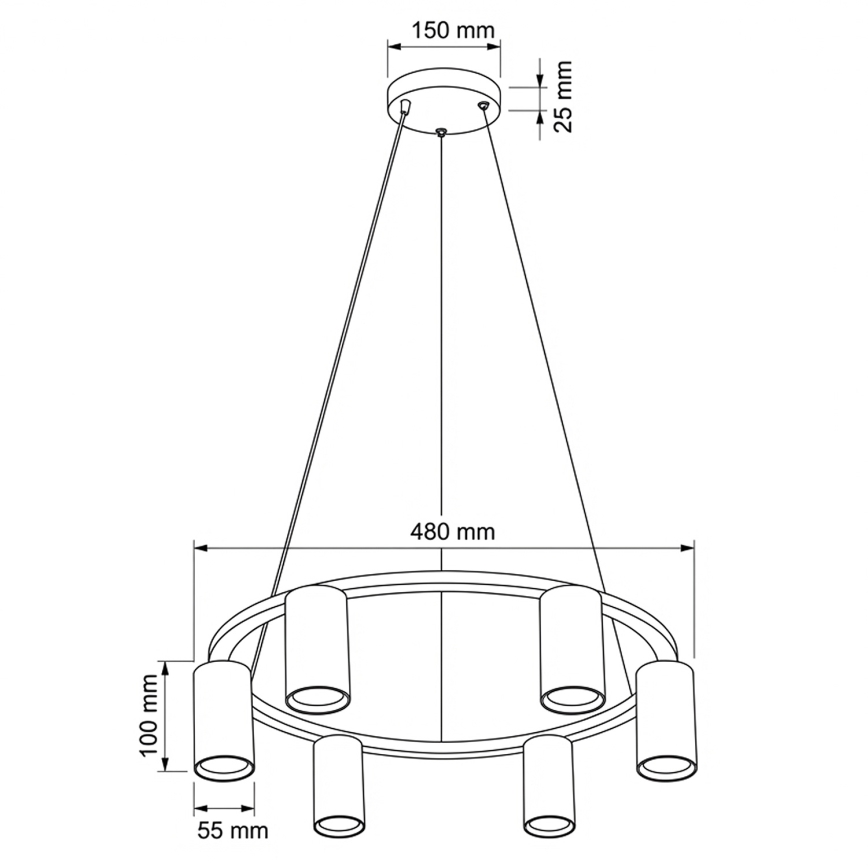 Brilagi - Pendelleuchte SELE mit Kabel, 6x GU10/30W/230V, schwarz
