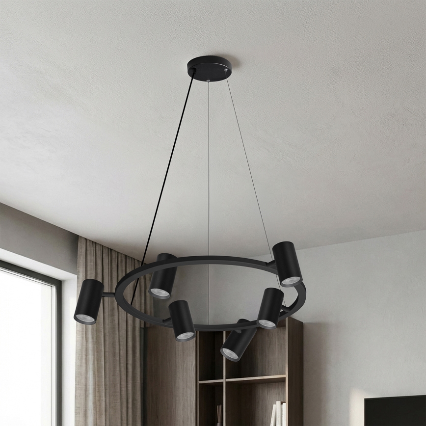 Brilagi - Pendelleuchte SELE mit Kabel, 6xGU10/30W/230V, schwarz