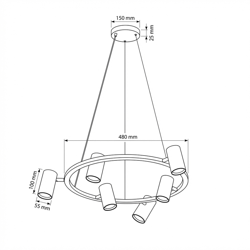Brilagi - Pendelleuchte SELE mit Kabelaufhängung, 6xGU10/30W/230V, weiß