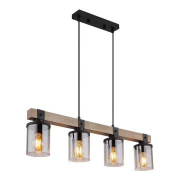Brilagi - Pendelleuchte VISTA mit Kabel 4xE27/60W/230V Eiche