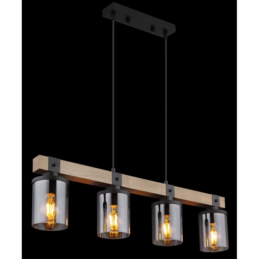 Brilagi - Pendelleuchte VISTA mit Kabel 4xE27/60W/230V Eiche
