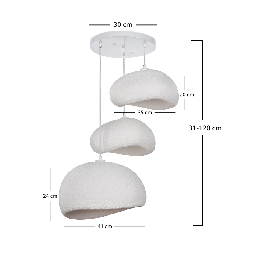 Brilagi - Pendelleuchte WABI SABI, 3x E27/40W/230V, Ø 76 cm, weiß