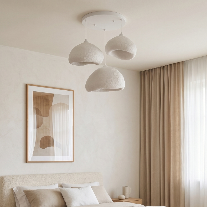 Brilagi - Pendelleuchte WABI SABI an Kabel, 3xE27/40W/230V, Ø 82 cm, weiß
