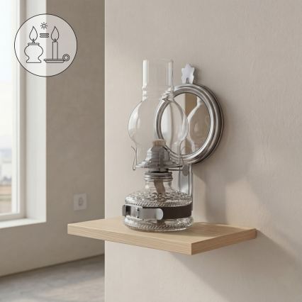 Brilagi - Petroleumlampe MERLIN mit Spiegel, schwarzer Chrom