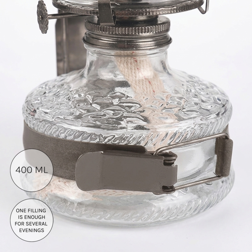 Brilagi - Petroleumlampe MERLIN mit Spiegel, schwarzer Chrom