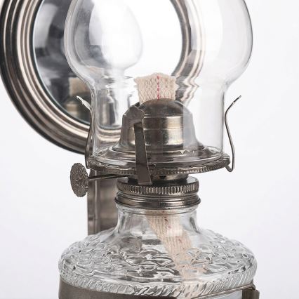 Brilagi - Petroleumlampe MERLIN mit Spiegel, schwarzer Chrom