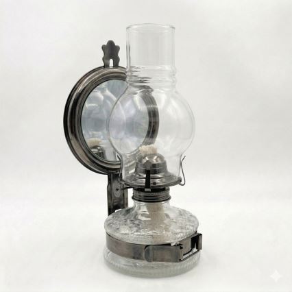 Brilagi - Petroleumlampe MERLIN mit Spiegel, schwarzer Chrom