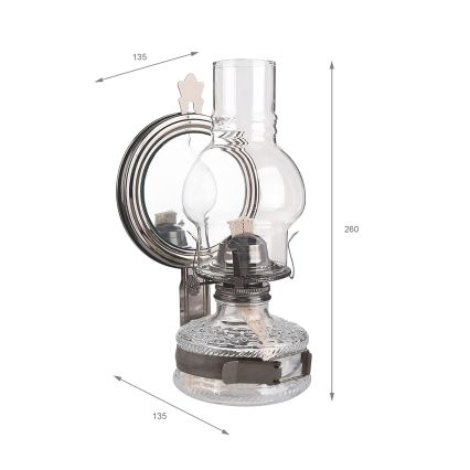 Brilagi - Petroleumlampe MERLIN mit Spiegel, schwarzer Chrom