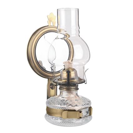 Brilagi - Petroleumlampe mit Spiegel MERLIN Gold/Patina