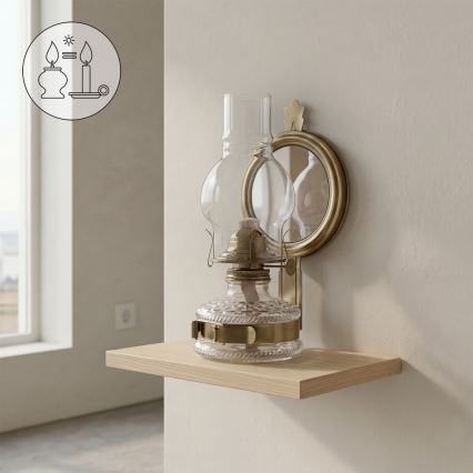 Brilagi - Petroleumlampe mit Spiegel MERLIN Gold/Patina