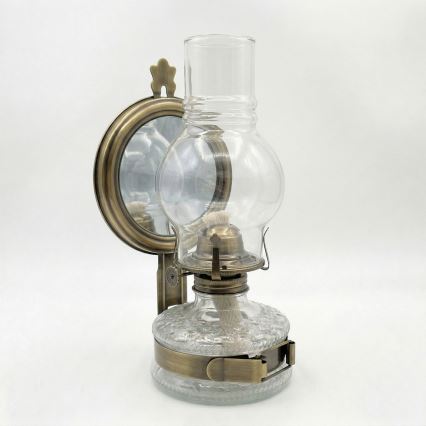 Brilagi - Petroleumlampe mit Spiegel MERLIN Gold/Patina