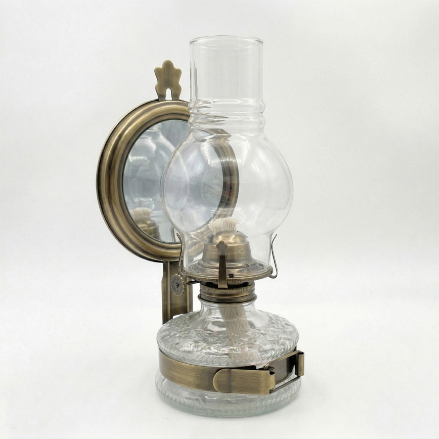 Brilagi - Petroleumlampe mit Spiegel MERLIN Gold/Patina