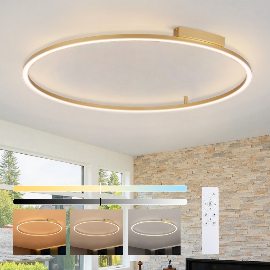 Brilagi - PORTOFINO LED-dimmbare Deckenleuchte, 85 W, 230 V, 3000–6000 K, Ø 120 cm, goldfarben + Fernbedienung