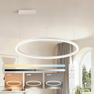 Brilagi - PORTOFINO LED-dimmbare Hängeleuchte an Kabel, LED/60W/230V, 3000–6000K, Ø 80 cm, weiß + Fernbedienung