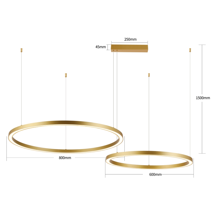 Brilagi - LED-dimmbare Pendelleuchte an Kabel PORTOFINO LED/98W/230V 3000-6000K goldfarben + Fernbedienung