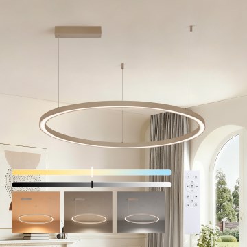 Brilagi - PORTOFINO LED-dimmbare Pendelleuchte an Kabel, 60W/230V, 3000–6000K, Ø 80 cm, beige + Fernbedienung