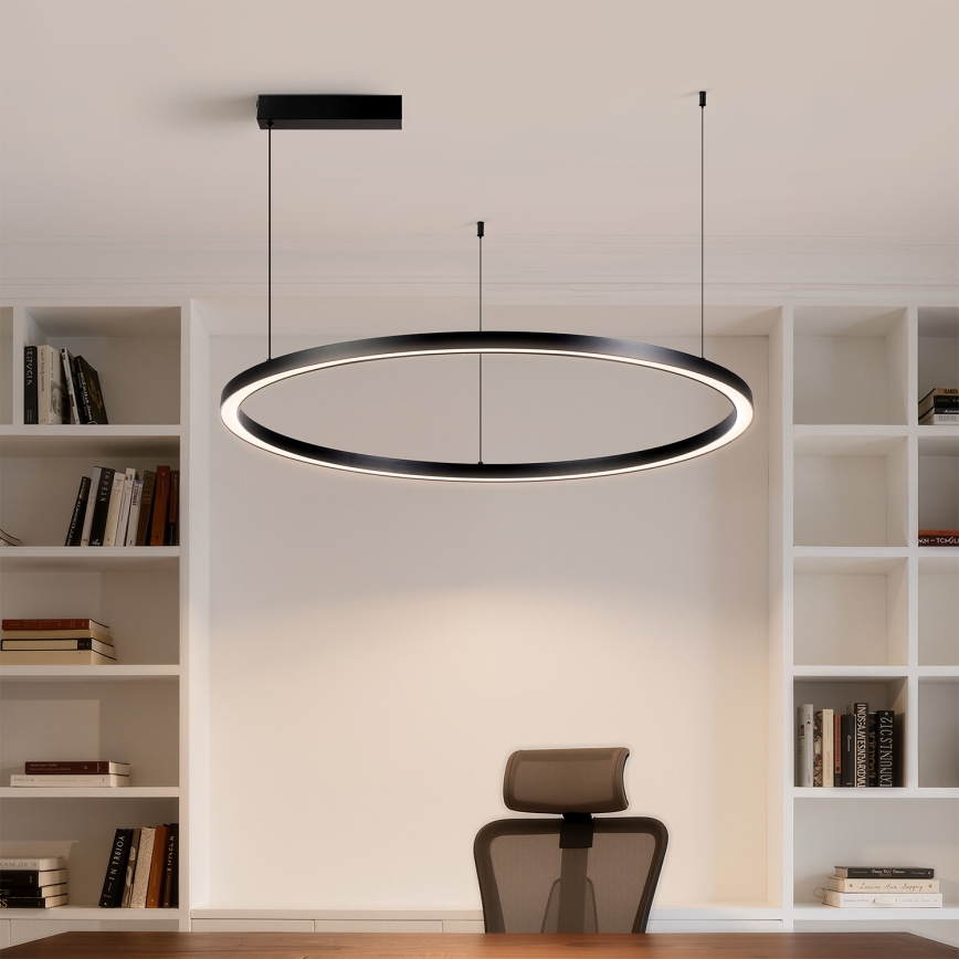 Brilagi - LED-dimmbare Pendelleuchte an Seil PORTOFINO LED/60W/230V 3000-6000K Ø 80 cm schwarz + Fernbedienung