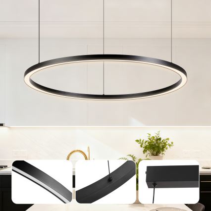 Brilagi - LED-dimmbare Pendelleuchte an Seil PORTOFINO LED/60W/230V 3000-6000K Ø 80 cm schwarz + Fernbedienung