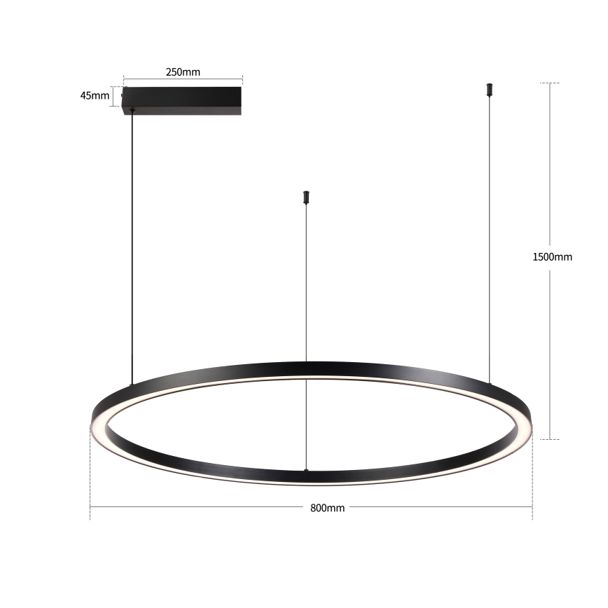 Brilagi - LED-dimmbare Pendelleuchte an Seil PORTOFINO LED/60W/230V 3000-6000K Ø 80 cm schwarz + Fernbedienung