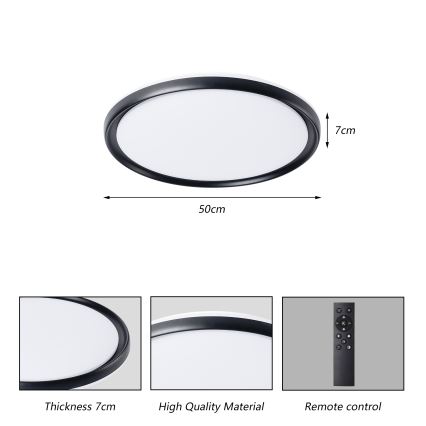 Brilagi - LED dimmbare Deckenleuchte RIVO LED/72W/230V 3000-6000K schwarz Ø 50 cm + Fernbedienung