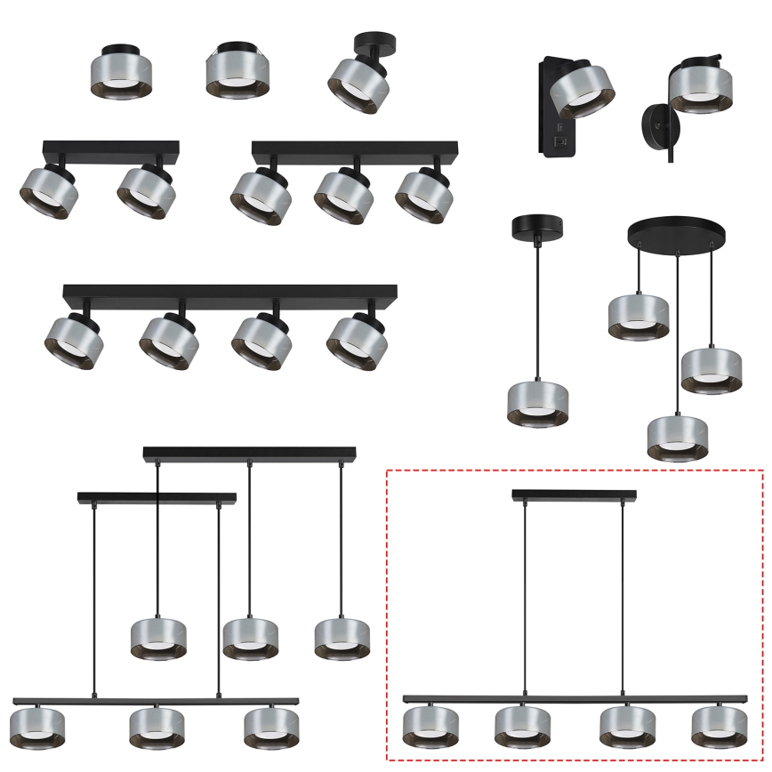 Brilagi - Seilabhängige Pendelleuchte AURA LUX 4xGX53/30W/230V schwarz/rauchfarben