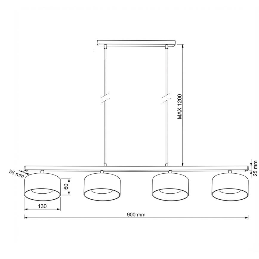 Brilagi - Seilabhängige Pendelleuchte AURA LUX 4xGX53/30W/230V schwarz/rauchfarben