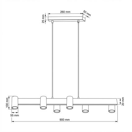 Brilagi - Seilpendelleuchte SELE 6xGU10/30W/230V schwarz