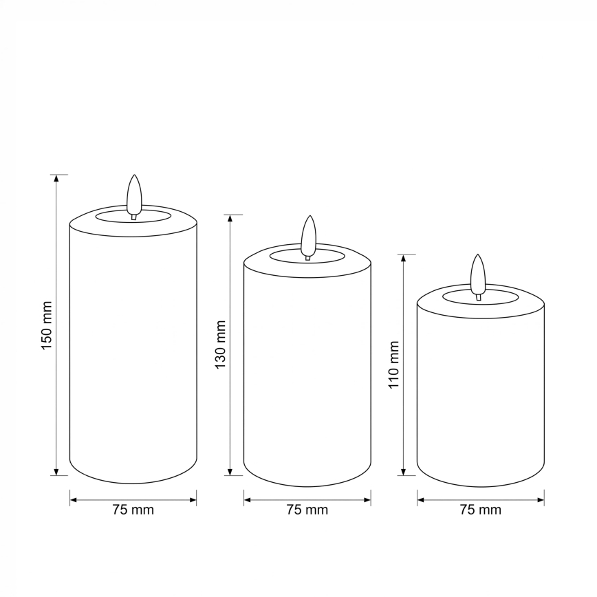 BRILAGI - SET 3x LED-Kerzen LED/2xAA grau