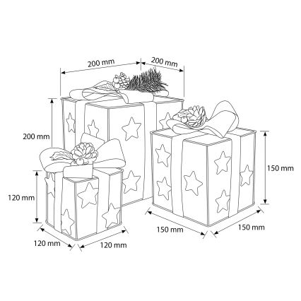 BRILAGI - SET 3x LED Weihnachtsdekoration für den Außenbereich LED/230V IP44 Geschenke