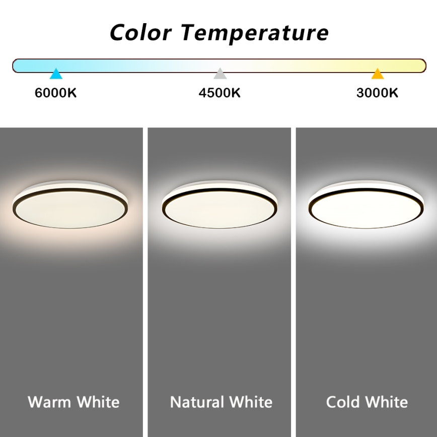 Brilagi - Dimmbare SMART LED-Deckenleuchte, 36 W, 230 V, Ø 48 cm, 3000–6000 K, Wi-Fi (Tuya), Beacon + Fernbedienung