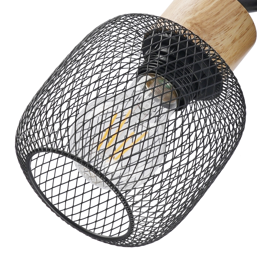 Brilagi - Spotleuchte BASKLITE 3xE27/15W/230V Gummibaumholz/schwarz