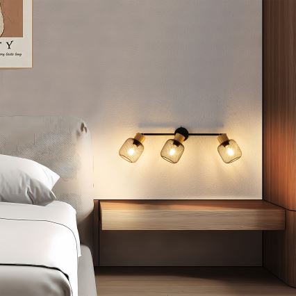 Brilagi - Spotleuchte BASKLITE 3xE27/15W/230V Holz/Schwarz