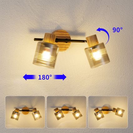 Brilagi - Spotleuchte HYGGE 2xE14/15W/230V Holz/rauchfarben