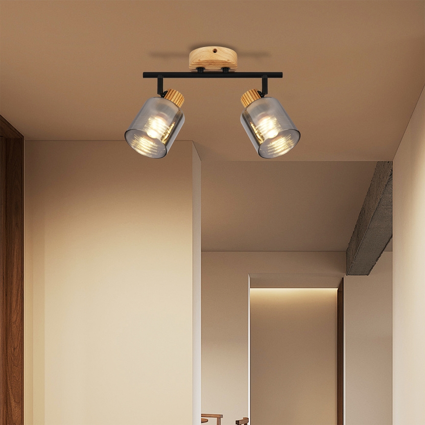 Brilagi - Spotleuchte HYGGE 2xE14/15W/230V Holz/rauchfarben