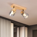 BRILAGI - Spotleuchte HYGGE 2xE14/15W/230V Holz/Rauchglas