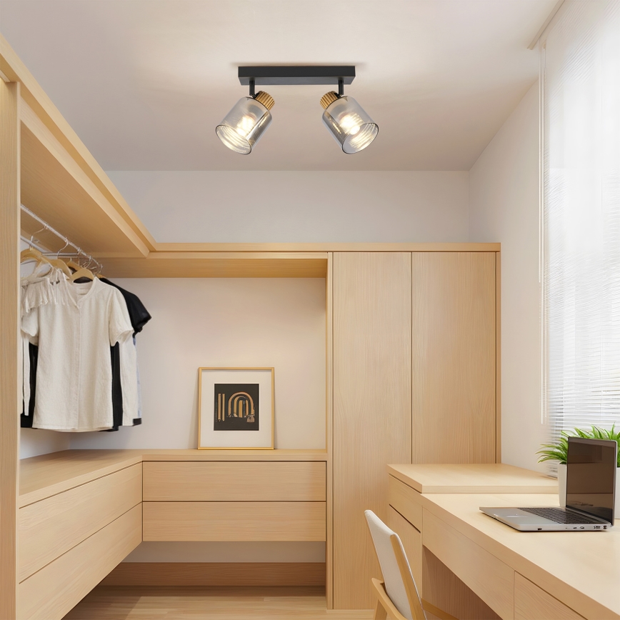 Brilagi - Spotleuchte HYGGE 2xE14/15W/230V schwarz/rauchfarben