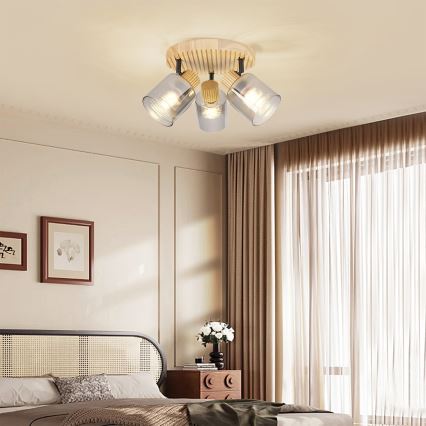 Brilagi - Spotleuchte HYGGE 3xE14/15W/230V Gummibaumholz/rauchfarben